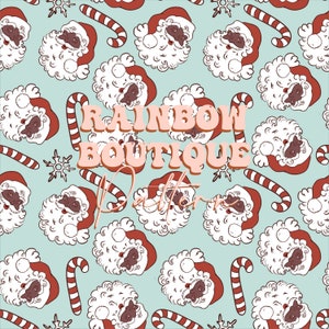 Seamless Santa Pattern, Repeating Pattern Christmas, Black Santa Claus ...