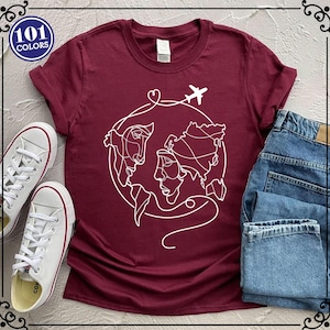Travel Shirt, World Traveler Shirt, Adventure Shirt, World Map Travel Shirt, Road Trip, Traveler Gift, Wanderlust Shirt, Womens Travel Shirt