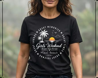 Custom Girls Trip Shirt, Matching Weekend Vacation Shirts, Personalized Summer Beach Vacay Mode T-shirt