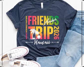 Custom Friends Trip 2026 T-Shirts, Personalized Beach Vacation Tees, Birthday Girls Trip Shirts
