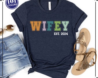 Custom Wifey Shirt: 100% Cotton Honeymoon Wedding Tee