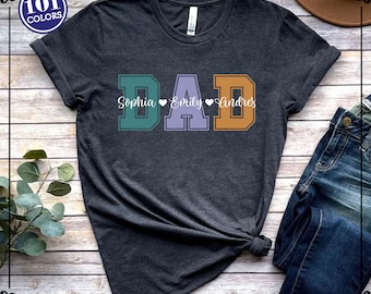 Custom Dad Shirt, Personalized Kids Names Father's Day Gift