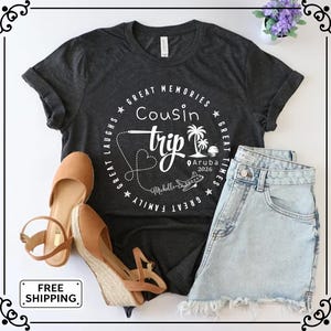 Chemise voyage cousine personnalisée, chemises équipage cousine, t-shirt vacances en famille assorti image 1