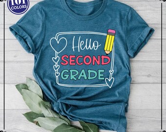 Hello Second Grade Shirt, Back to School Shirt, 2nd Grade Student Shirt, Team Teacher Tees, First Day Of School Shirt, Elementary School Tee
