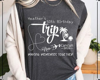 Personalized 50th Birthday Trip Shirt, Beach Party Crew Tee, Birthday Girls Tshirt