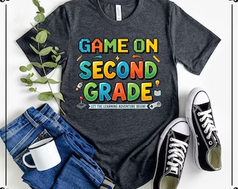Game On Second Grade T-Shirt, Back to School Tee for Students, 2nd Grade Shirts