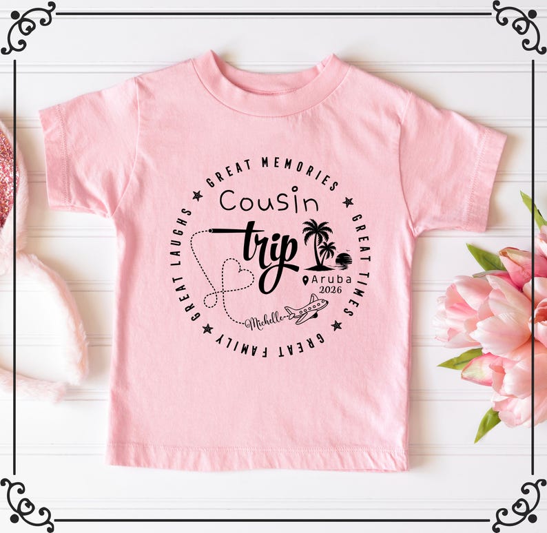 Chemise voyage cousine personnalisée, chemises équipage cousine, t-shirt vacances en famille assorti image 3