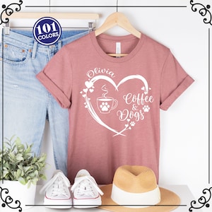 Coffee and Dogs T-Shirt: Fur Mama Gift, Dog Lover Tee