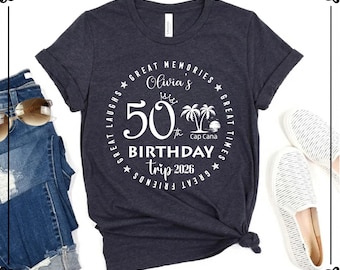 50th Birthday Trip Shirt, Custom Birthday Crew Tshirt, Matching Group Tee