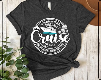 Personalized 50th Birthday Cruise Shirt, Matching Cruise Crew Tee, Custom Friends Trip Shirts