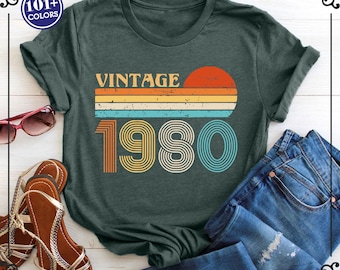 Vintage 1980 Birthday Shirt: Retro 45th Birthday Gift