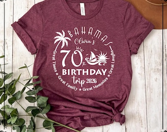 Custom 70th Birthday Trip Shirt, Birthday Crew Tshirt, Beach Party Vacation Tee, Hello 70
