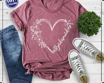 Floral Bridesmaid Shirt: Lightweight Cotton Wedding Party Tee