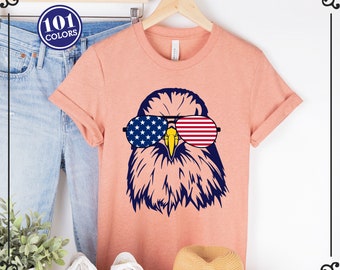 Patriotic Eagle T-Shirt: American Flag Sunglasses, 4th of July