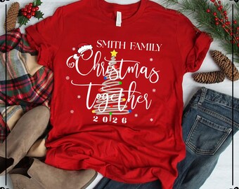 Personalized Family Christmas Shirt, Matching Holiday Cotton T-Shirt, Christmas Party Shirts