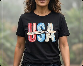 USA 250 Years Shirt, Patriotic America Freedom Tee (Print only)