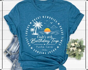40th Birthday Trip Matching Shirts, Beach Birthday Vacation Crew Shirt, Girls Weekend Squad Tee