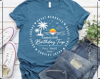 60th Birthday Trip Matching Shirts, Beach Birthday Vacation Crew Shirt, Girls Weekend Squad Tee