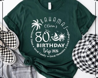 Custom 80th Birthday Trip Shirt, Birthday Crew Tshirt, Beach Party Vacation Tee, Hello 80