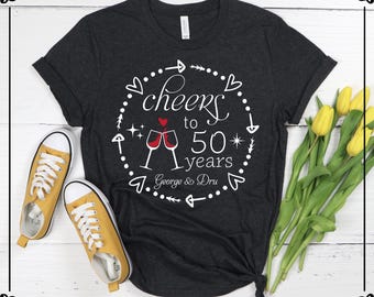 50th Anniversary Shirt: Cheers to 50 Years - Unisex Cotton Tee