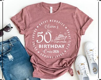 Personalized 50th Birthday Cruise Shirt, Friends Cruising Tee, Birthday Crew Tshirt