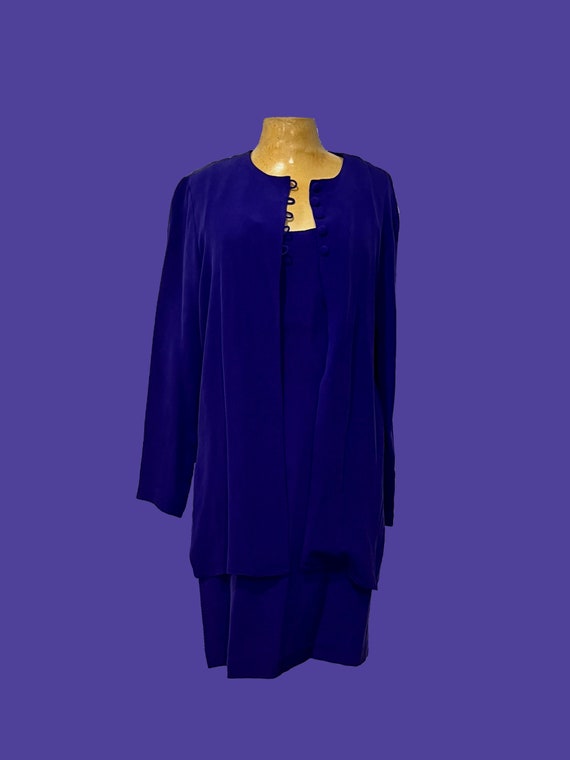 Elegant Indigo Silk Dress Set