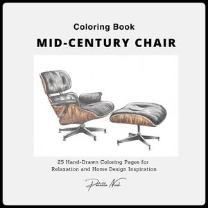 25 Mid-Century Chair Coloring Templates | Design Practice | Instant PDF Download