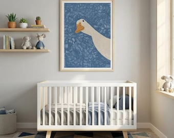 Minimalist Goose Print: Whimsical Farmhouse Animal Illustration (Digital Download