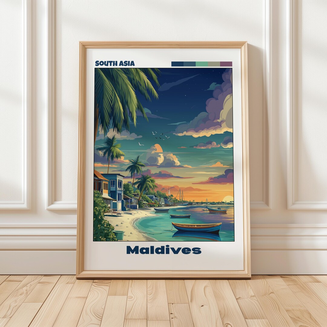 Maldives Travel Poster - Asia Wall Art - Travel Print - Gift for Travel ...