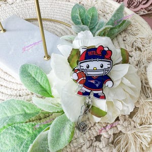 Kitty new england jersey Football inspired Badge reel, Nurse Badge Reels, Dental Assistant Badge Reels, Nurse Student Badge Reels,ER nurse