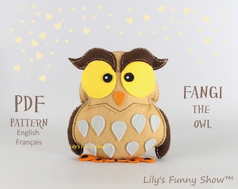 Chouette en feutrine-Patron PDF-Patron de peluche à coudre