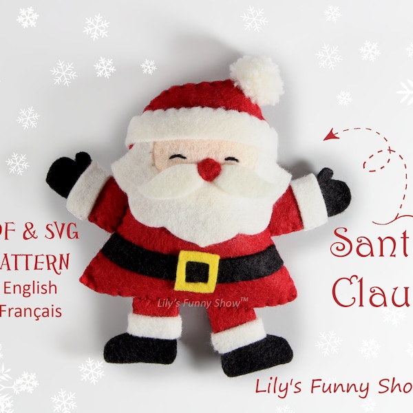 Felt Santa Claus-PDF Pattern & SVG-Plush sewing pattern-Christmas Ornament