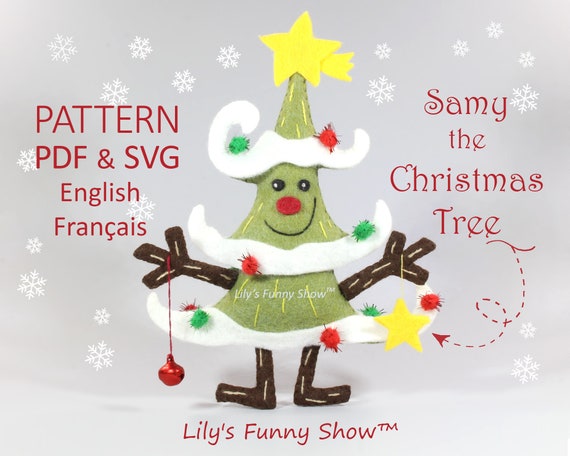 Sapin de Noël en feutrine-Patron PDF & SVG-Patron de peluche à coudre-Ornement de Noël-Décor