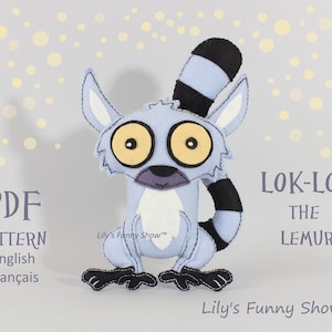 Felt Lemur-PDF Pattern-Plush sewing pattern