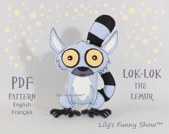 Felt Lemur-PDF Pattern-Plush sewing pattern