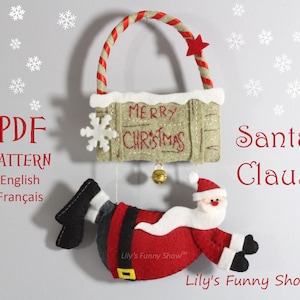 Felt Santa Claus-PDF Pattern & SVG-Christmas door decor-Plush sewing pattern-Christmas Ornament