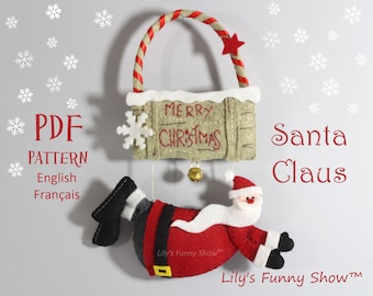 Felt Santa Claus-PDF Pattern & SVG-Christmas door decor-Plush sewing pattern-Christmas Ornament
