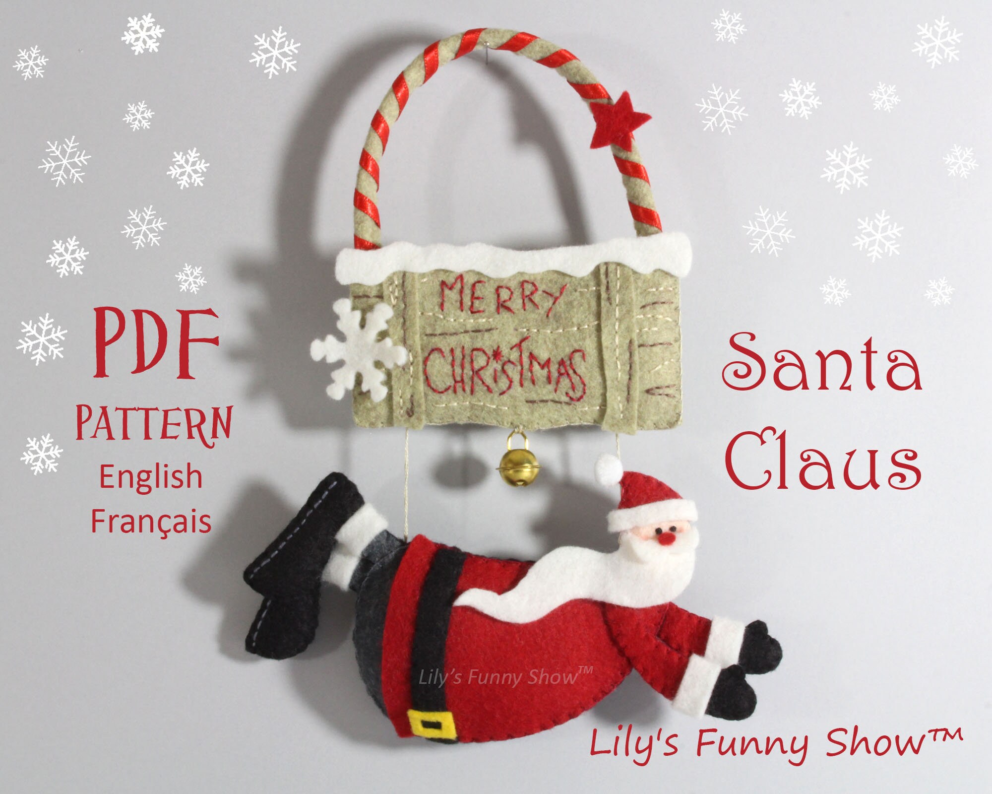 Felt Santa Claus-pdf Pattern & Svg-christmas Door Decor-plush Sewing ...