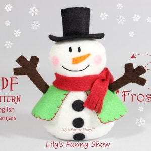 Felt Snowman-PDF Pattern & SVG-Plush sewing pattern-Christmas Ornament