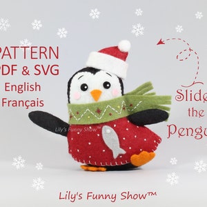 Felt Penguin-PDF Pattern & SVG-Plush sewing pattern-Christmas Ornament-Felt decoration
