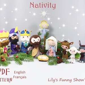 Christmas Crib-PDF Pattern &SVG-Plush Sewing Pattern-Felt Nativity-Mary, Joseph, Jesus