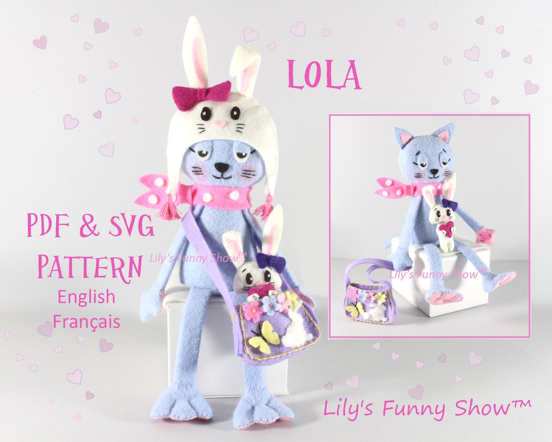 Patterns Cat Or Rabbit Felt Cat and Rabbit-pdf Pattern &svg-plush Sewing Pattern - Etsy