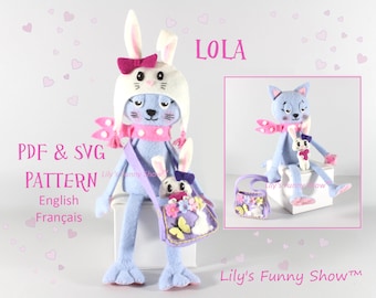 Felt Cat and Rabbit-PDF Pattern &SVG-Plush Sewing Pattern