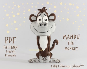 Felt Monkey-PDF Pattern-Plush sewing pattern