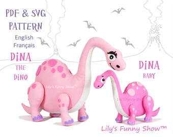 Felt Diplodocus-PDF Pattern &SVG-Plush Sewing Pattern-Dinosaurs