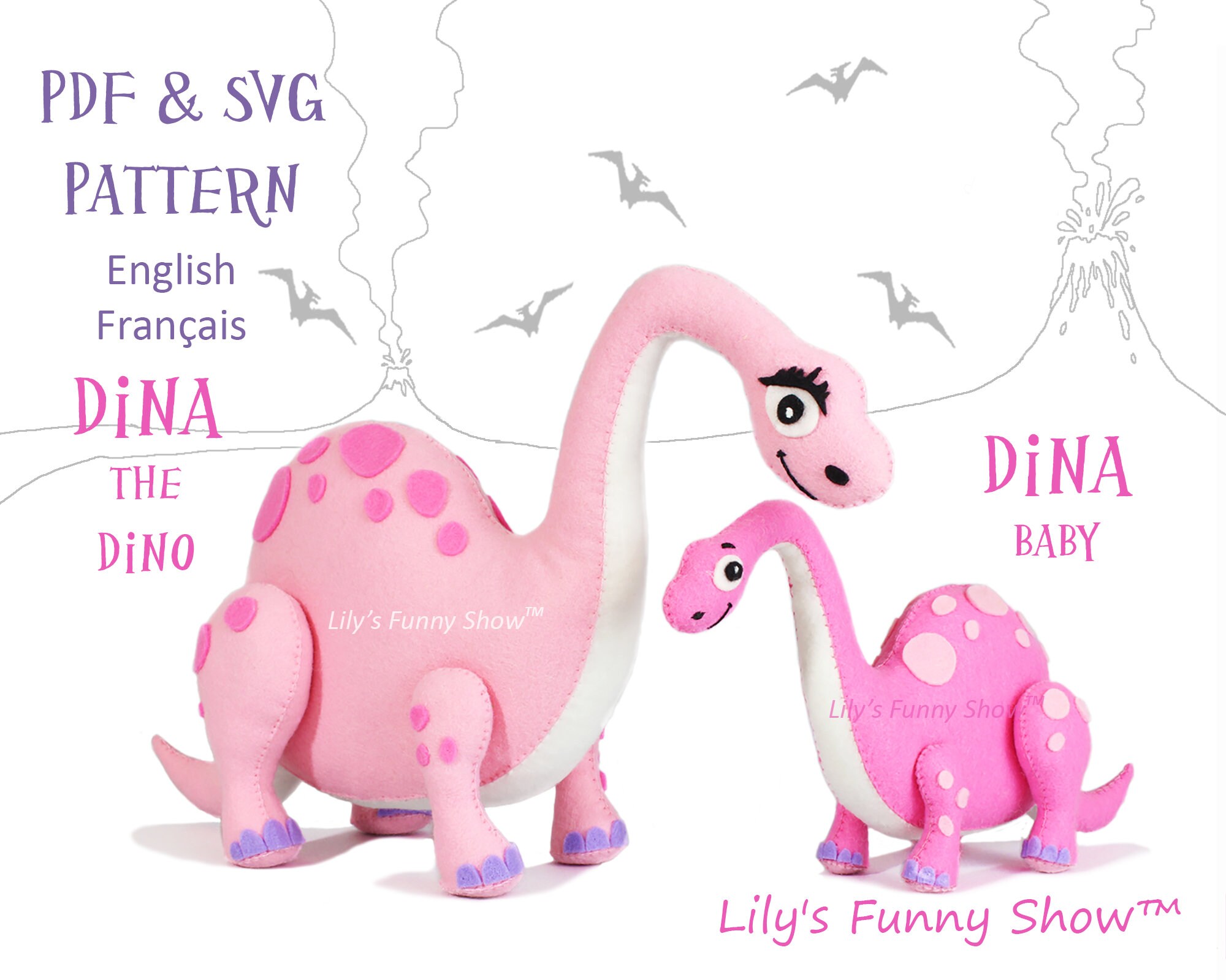 Felt Diplodocus-pdf Pattern &svg-plush Sewing - Etsy