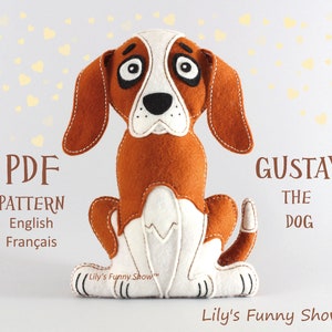 Chien en feutrine-Patron PDF & SVG-Patron de peluche à coudre