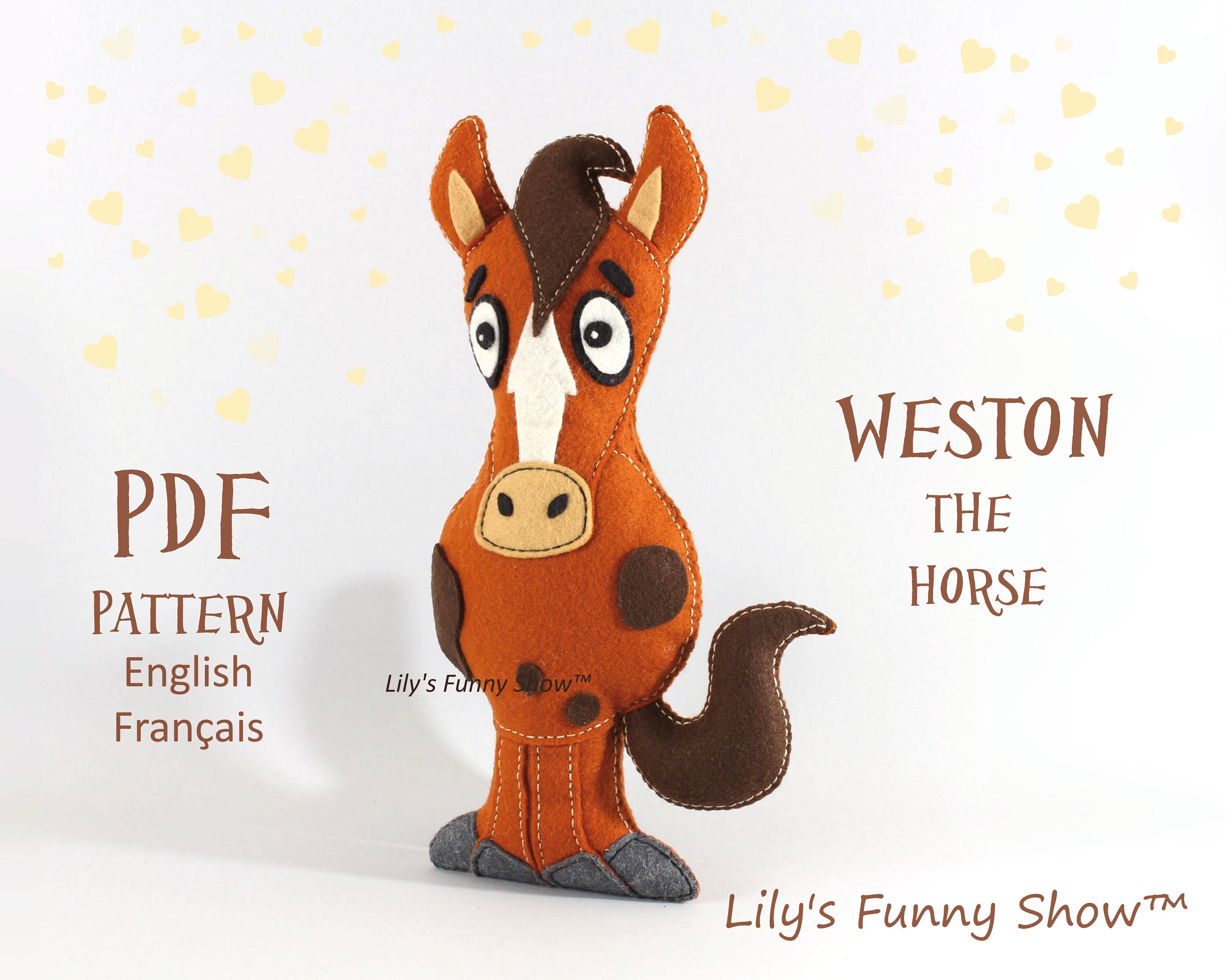 Felt Horse pdf Pattern plush Sewing Pattern Etsy