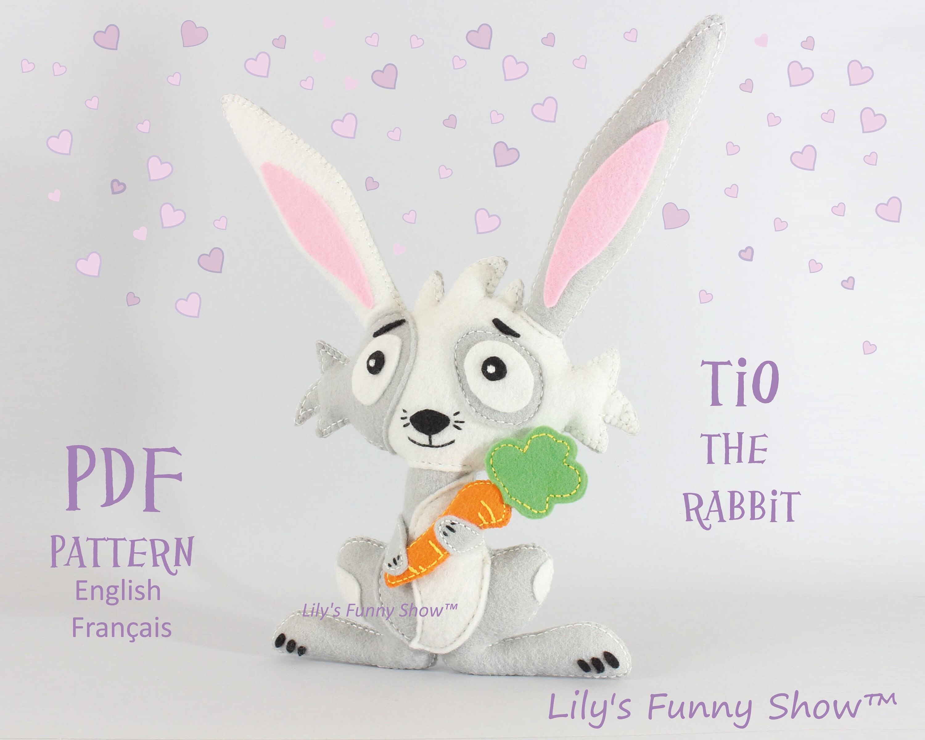 Felt Rabbit-pdf Pattern & Svg-plush Sewing Pattern - Etsy