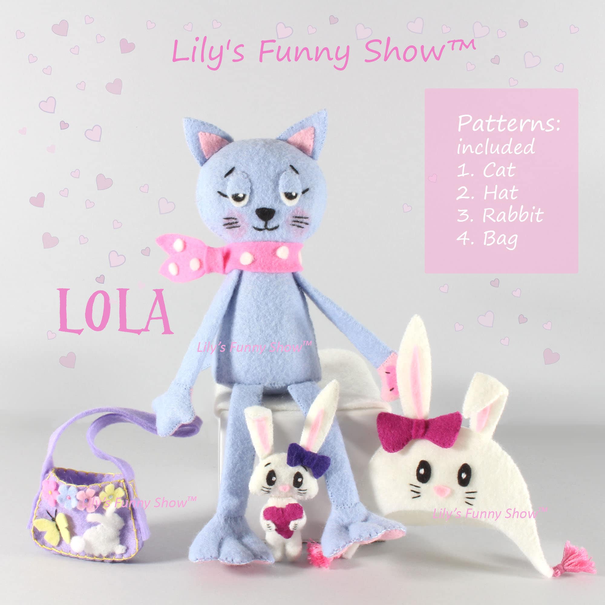 Cat And Rabbit Template Felt Cat and Rabbit-pdf Pattern &svg-plush Sewing Pattern - Etsy Australia